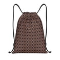 thumbnail image 1 of Xecao Brown Gold Grid Pattern Sports Drawstring Backpack - String Swim Gym Bag with Wet Proof Pocket for Women&Men-Small, 1 of 6