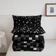 thumbnail image 5 of Manfei Geometric Check Queen Comforter Set,Retro Pixel Comforter Sets Queen,Black White Gray,Black Reversible,3pcs,1 Comforter and 2 Pillowcases,3pcs,1 Comforter and 2 Pillowcases, 5 of 7