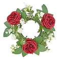 thumbnail image 1 of Anillo de vela, corona Artificial, candelabro de Pilar, guirnalda verde, anillo de vela para decoración de mesa de Festival de puerta Rojo oscuro, 1 of 9