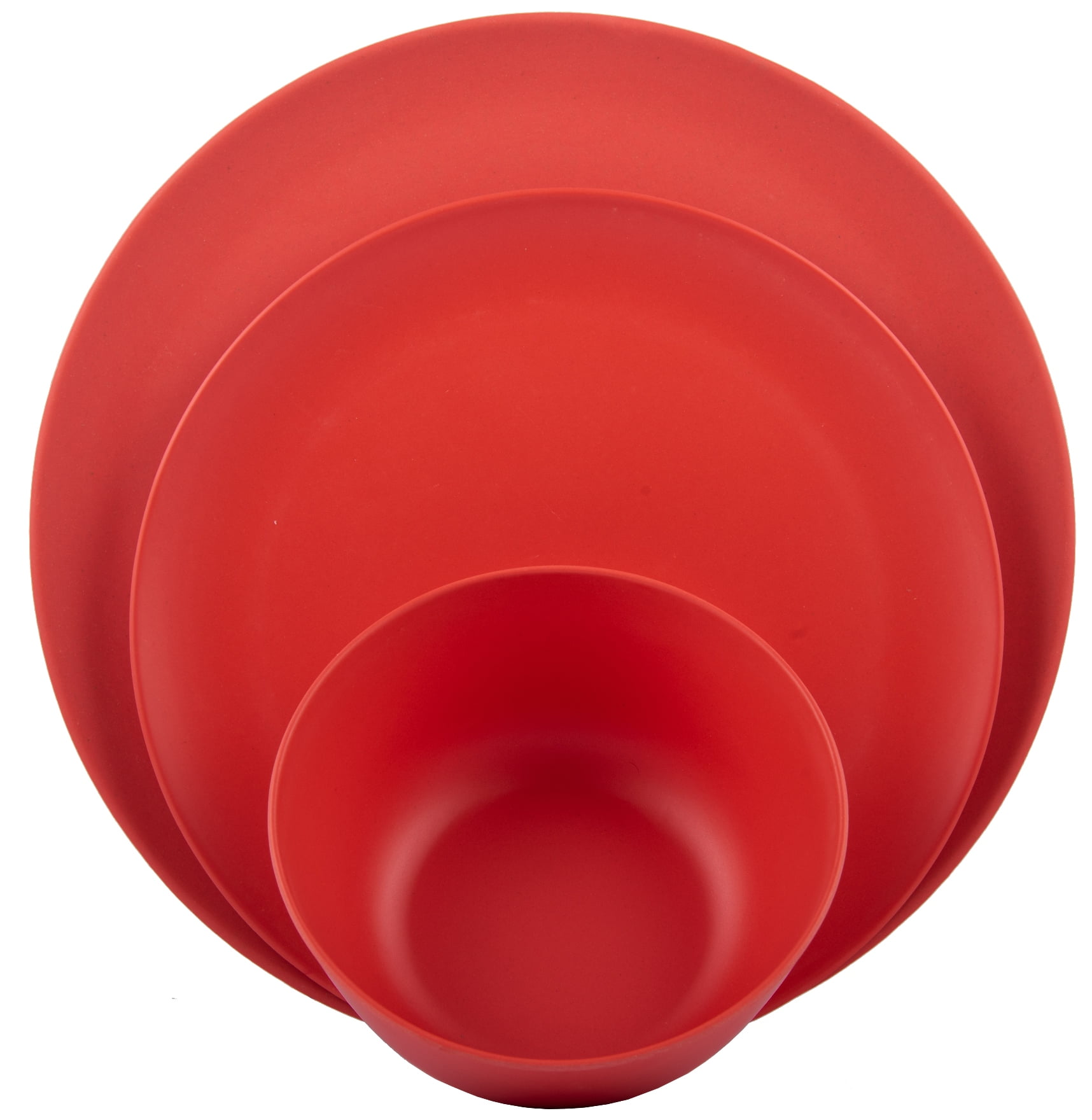Melange 12 Piece Bamboo Dinnerware Set Rounds Collection Shatter Proof And Chip Resistant Bamboo Plates And Bowls Color Red Orange Dinner Plate Salad Plate Soup Bowl 4 Each Walmart Com Walmart Com