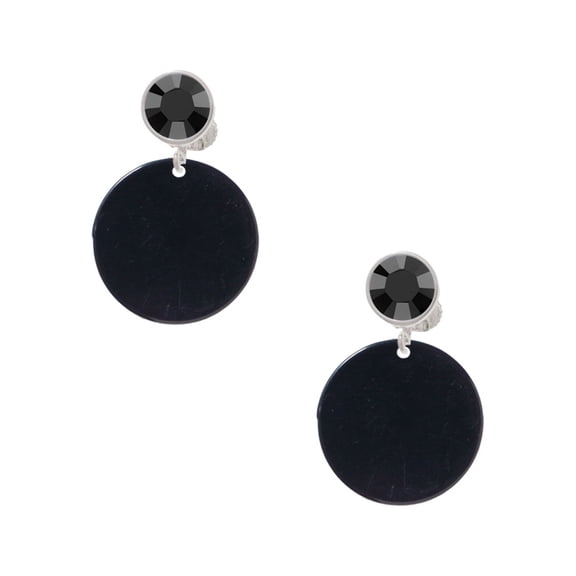Delight Jewelry Acrylic 7/8" Disc Black Black Crystal Clip on Earrings