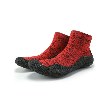 

Rotosw Unisex Socks Knit Upper Sock Shoes Diving Beach Water Shoe Indoor Flats Dance Lightweight Yoga Red 9