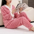 thumbnail image 3 of Guluxicc 2 Piece Lounge Sets for Women Long Sleeve Fleece Tops with Pockets and Pants Fuzzy Pullover Pajamas Sleepwwear Pjs Set Outfits, Pink, Free Size, 3 of 8