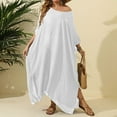thumbnail image 2 of Swimsuit Beach Cover up Shirt Womens Bikini Cover up Dress Women's Solid Color Loose Maxi Dress Beach Vacation Split Hem Long Skirt, 2 of 3
