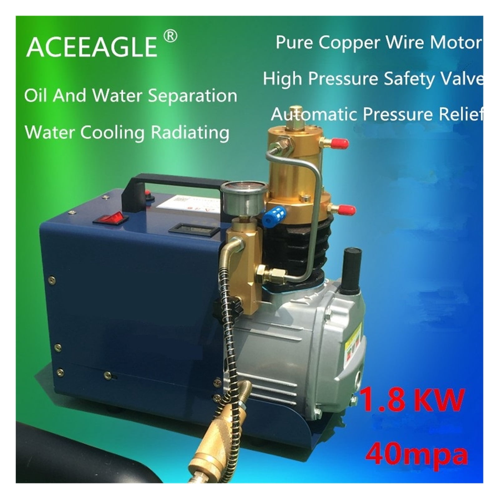 1.8KW 40 Mpa Electric Air Compressor High Pressure Air Pump pneumatic Airgun PCP Inflator With High Pressure Safety Valve