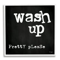 Stupell Industries Wash Up Pretty Please Bathroom Sign Black White, 17 x 17, Design by Jaxn Blvd.