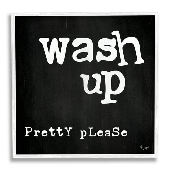 Stupell Industries Wash Up Pretty Please Bathroom Sign Black White, 17 x 17, Design by Jaxn Blvd.