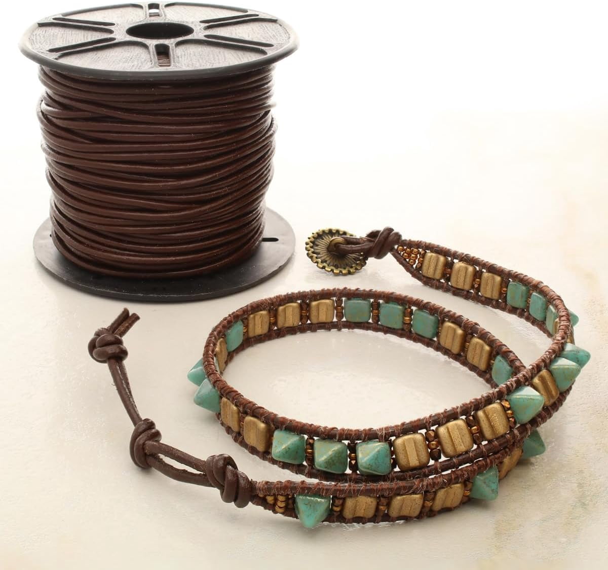 The Beadsmith Leather Cord – Dyed Antique Dark Brown – 1mm Spool – 25 Yards/22.86 Meters – Indian Leather Thong Ideal for Braiding, Beading, Necklaces, Fine Lacing, Hair Accessories