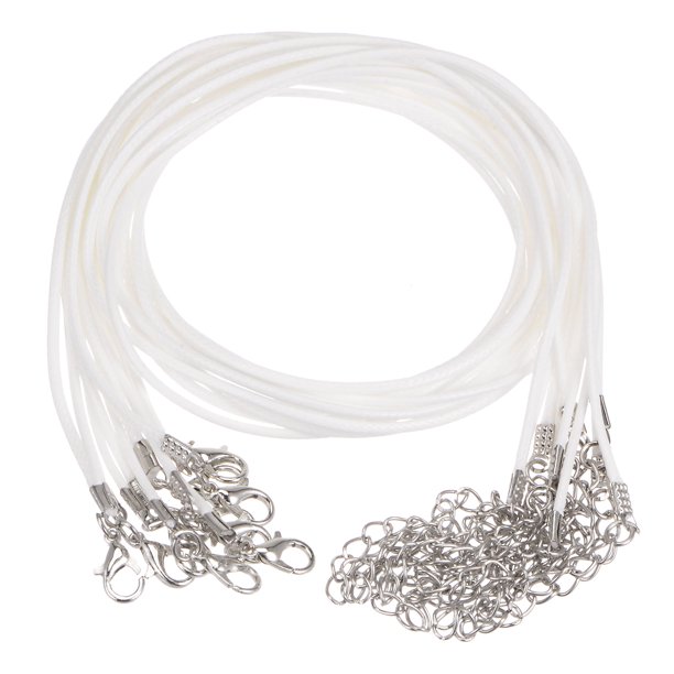 10uds Encerado Collar Cordón A Granel, 16 Pulgadas y 1,5mm Diámetro Collar Cadena Cuerda con Cierre para Colgantes, Pulseras, Joyería Fabricación, Blanco