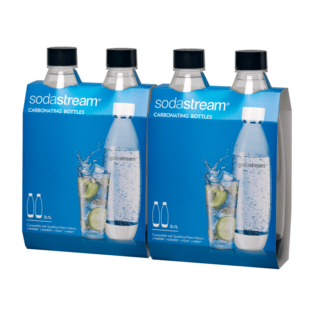 SodaStream 1 Liter Source Carbonating Bottle 4Pack, Black