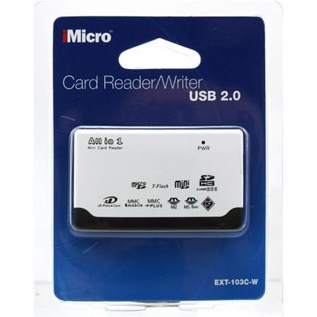 iMicro All-in-One External Card Reader with microSD Card Slot, White
