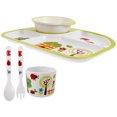 thumbnail image 5 of 1 Set/5PCS Creative Bamboo Fiber Bowl Exquisite Dinner Tray Drop-Proof Dishes Baby Separate Plates Cutlery Set for Babies Children (Green), 5 of 5