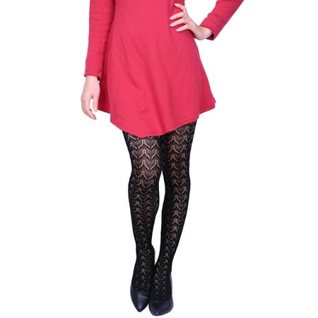 - HDE Women's Winter Tights Hollow Out Knitted Pattern Cotton Blend Stockings (Black)