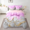 thumbnail image 2 of Castle Fairy Girls Female Bling Glitter Bow Knot Bedding Comforter Set 7pcs,Dreamy Princess Ribbon Bow Queen Bedding Sets Super Cozy,Marbling Watercolor Queen Sheet Sets,Microfiber Bedroom Decor, 2 of 8
