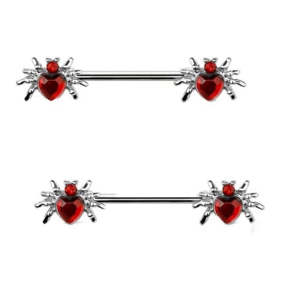 Nipple Ring Heart Spider Ends 316L surgical steel bar