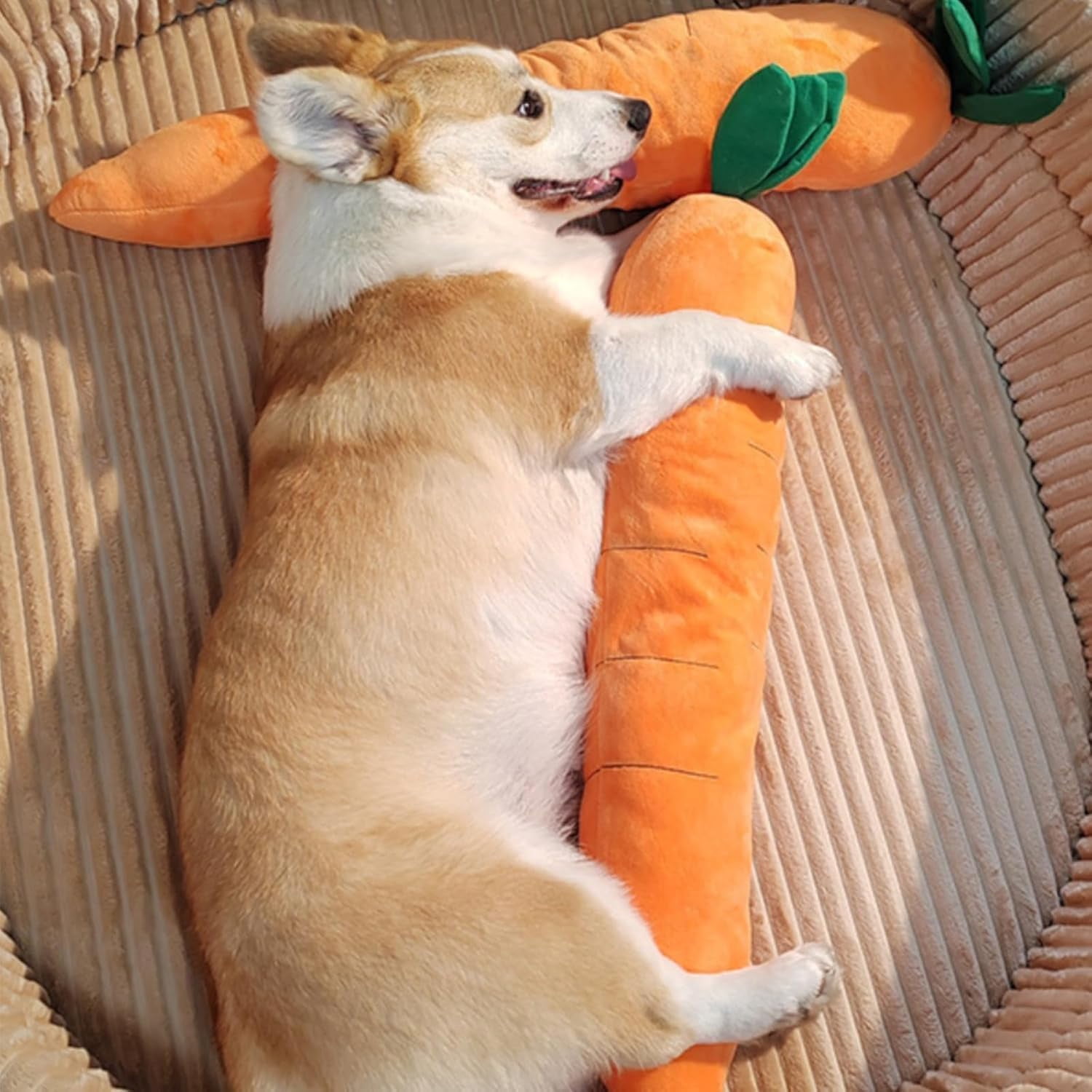 Giant Carrot Dog Toy – 29.5 Inch Large Stuffed Plush Toy with Squeaker, Durable Extra Long Chew Toy for Small, Medium & Large Dogs