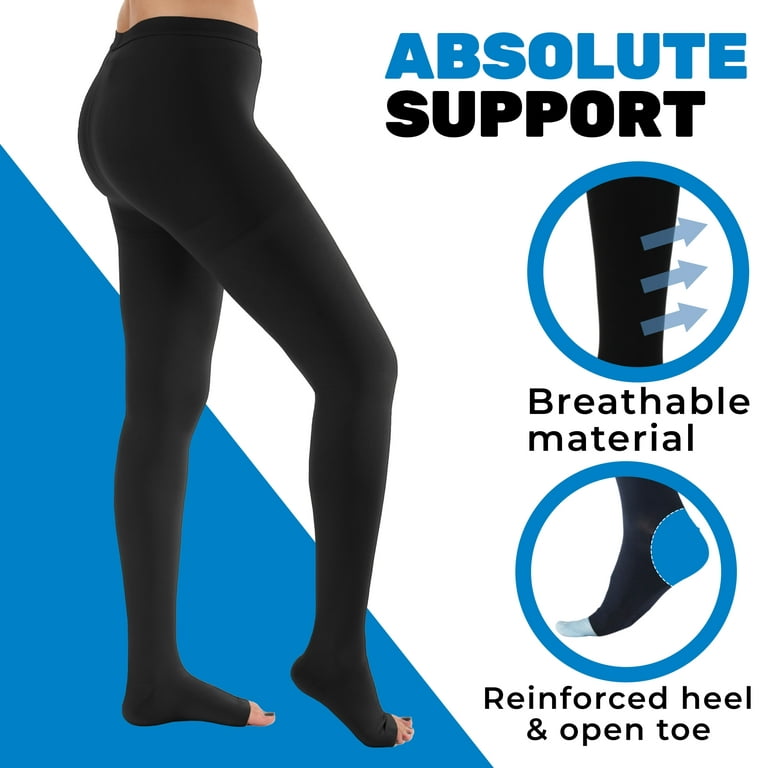 Plus Size Compression Tights for Women Circulation 20-30mmHg - Black, 2X- Large 