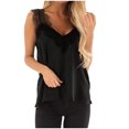 thumbnail image 2 of Idoravan Tank Tops for Women Clearance Women's Sleeveless Lace Camisole Top Splicing Undershirt Solid Color T-shirt, 2 of 5