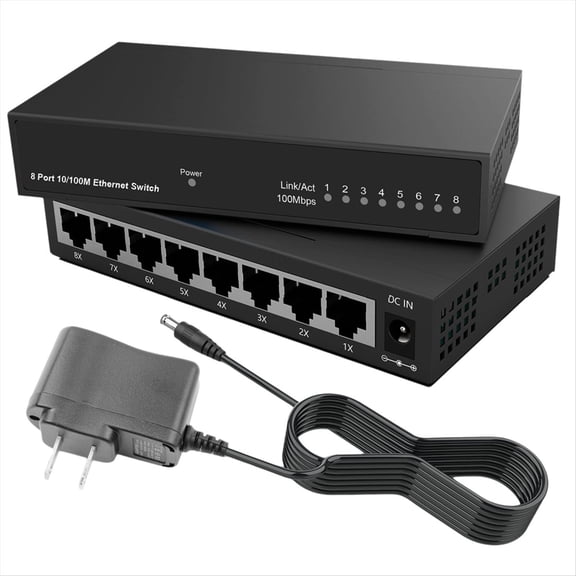 8 Port Gigabit Ethernet Switch RJ45 Hub Internet Splitter Smart Network 10/100Mbps US Plug