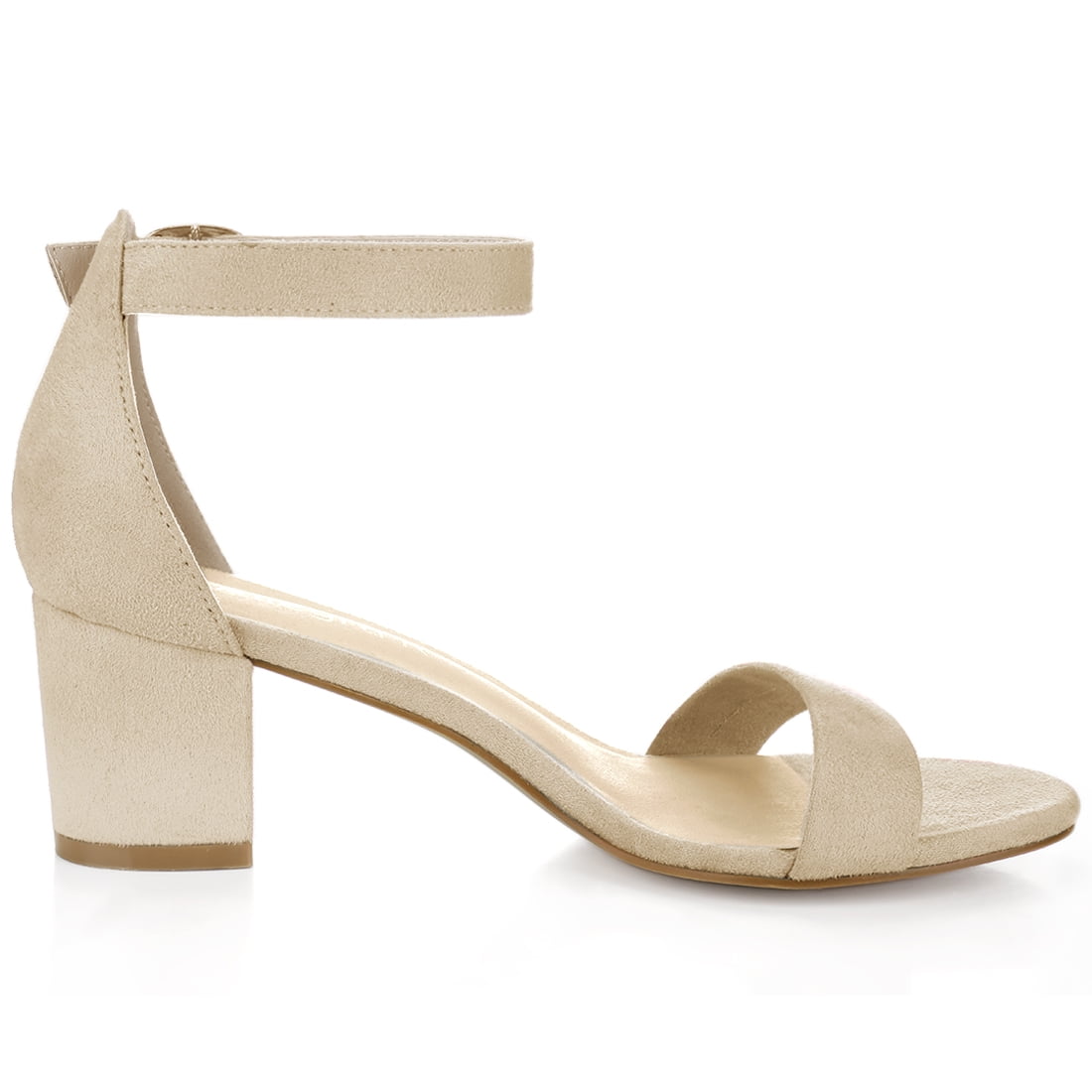 DARING DIVA Women's Open Toe Block Heel Ankle Strap Sandals Beige 6