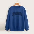 thumbnail image 2 of Fsqjgq Fashion Hoodies for Women Oversized Crewneck Sweatshirts Teen Girls Trendy Letter Long Sleeve Pullover Basic Fall Tops Blue M, 2 of 5