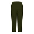 thumbnail image 6 of Corduroy Pants Women Stretch Elastic Waist Casual Pants Side Button Loose Comfy Straight Leg Trousers with Pockets Army Green 2XL, 6 of 8