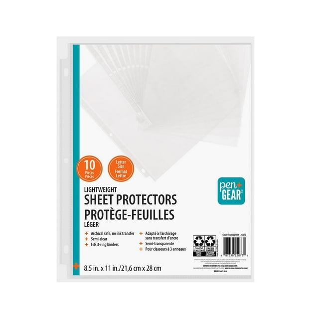 PEN+GEAR LIGHT WEIGHT SHEET PROTECTORS, 10 Count