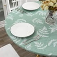 thumbnail image 4 of Round Vinyl Fitted Tablecloth with Flannel Backing Elastic Edge Design Table Cover Waterproof Oil-Proof Plastic Table Cloth Stain-Resistant Wipeable for 45"-52" Round, 4 of 6