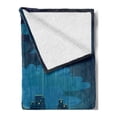 thumbnail image 2 of Cartoon Soft Flannel Fleece Throw Blanket, Kitty and Poppy Romantic Love Story Starry City Blocks Rainy Day Umbrella, Cozy Plush for Indoor and Outdoor Use, 60" x 80", Blue Coral, by Ambesonne, 2 of 5