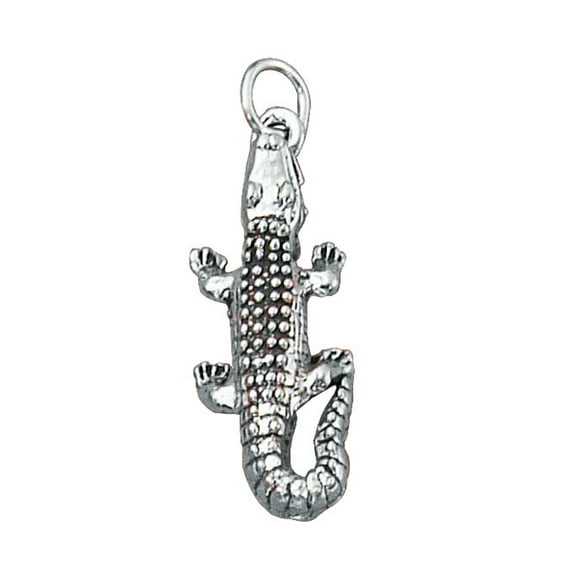 Sterling Silver 16" .8mm Box Chain Alligator Pendant Necklace