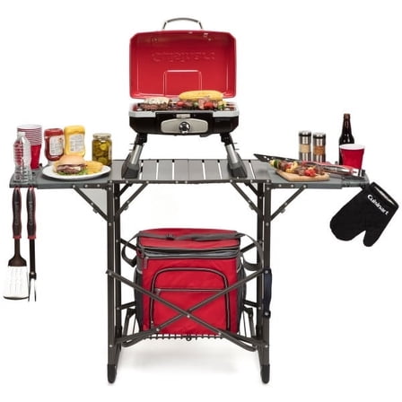 Cuisinart Take Along Grill Stand, Lightweight Portable Folding Table with Side Tables