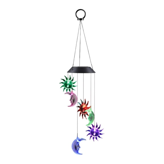 Leeye Solar Wind Chime - 6 LED Suns, Color Changing Light, for Garden, Patio, Home & Night Decor