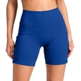 thumbnail image 6 of WULMLEO Women's Biker Shorts No Front Seam 4" High Waist Tummy Control Workout Yoga Gym Running Spandex Shorts Pockets Blue L, 6 of 6
