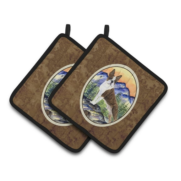Carolines Treasures SS8162PTHD Boston Terrier Pair of Pot Holders, 7.5HX7.5W, multicolor