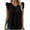 Black, variant on ZQUUVOU Womens T-Shirts Solid Color Crew Neck Ruffle Sleeve Front Pleated Tops(Green,XL)