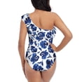 thumbnail image 5 of Honeii Blue Ink Flowers for women's one-piece swimsuit featuring a chic one-shoulder design experience elegance and style in the water-XX-Large, 5 of 6