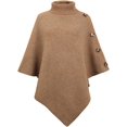 thumbnail image 1 of LinYooLi Women Knitted Shawl Wrap Turtleneck Sweater Poncho Cape with Side Buttons, 1 of 5