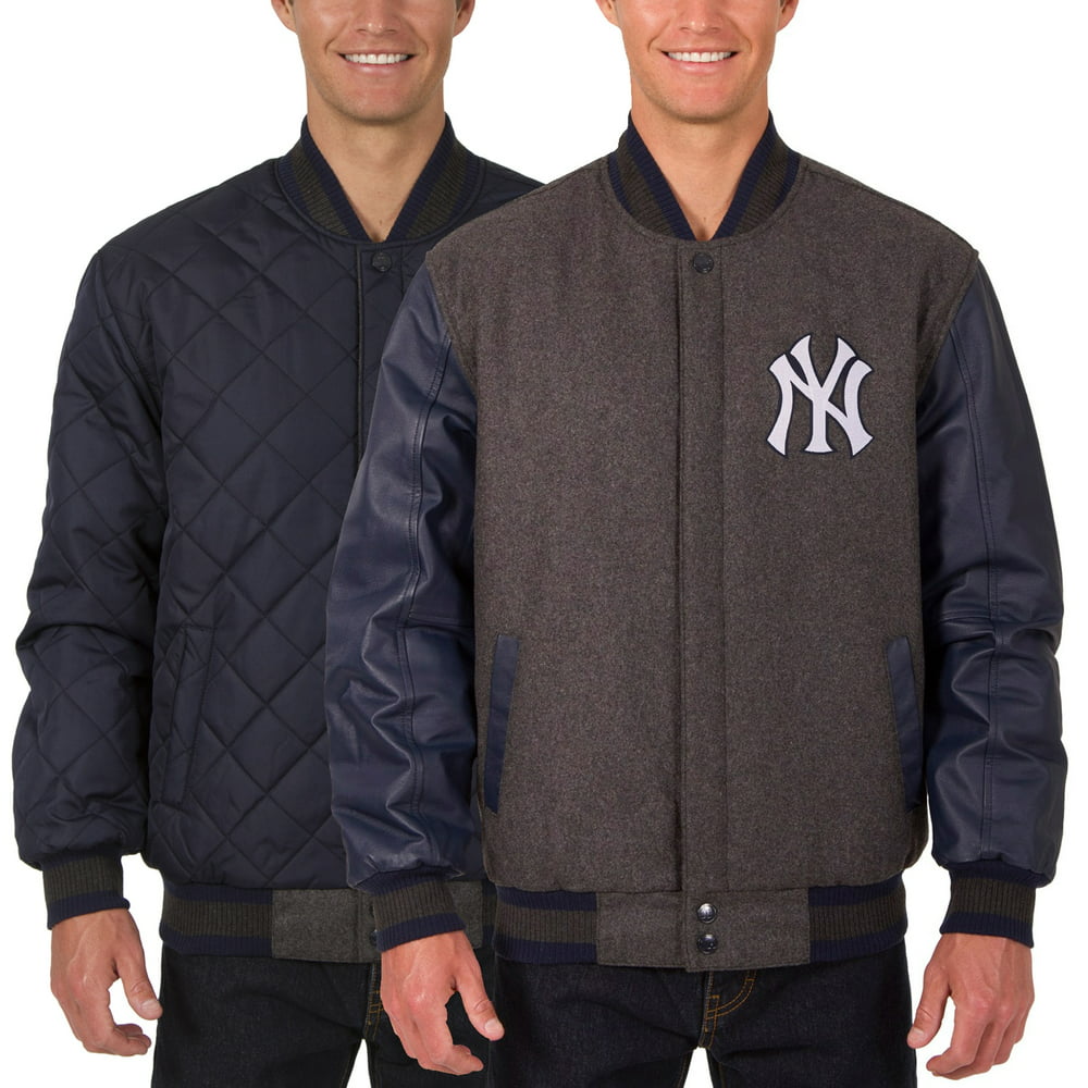 New York Yankees JH Design Wool Leather Reversible Full-Snap Jacket
