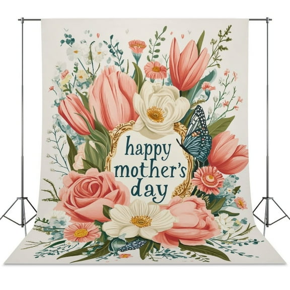 Happy Mother's Day Backdrop Background for Photography Photo Booth Backdrop for Photoshoot Background Screen Video Recording Parties Curtain