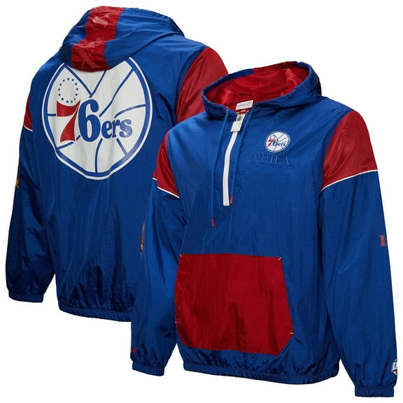 Unisex Mitchell & Ness  Royal Philadelphia 76ers Hardwood Classics Team OG 3.0 Anorak Half-Zip Windbreaker Jacket