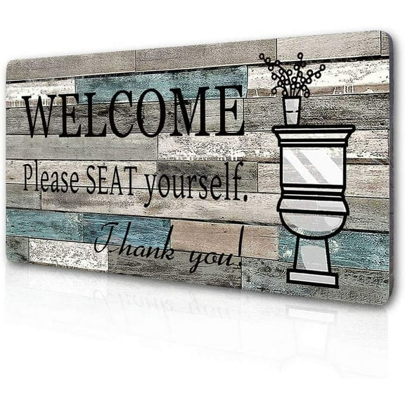 Smarten Arts Funny Bathroom Wall Decor Sign Farmhouse Rustic Bathroom Decorations Wall Art 16" by 8" Please Seat Yourself Large Wood Plaque Wall Hanging Sign