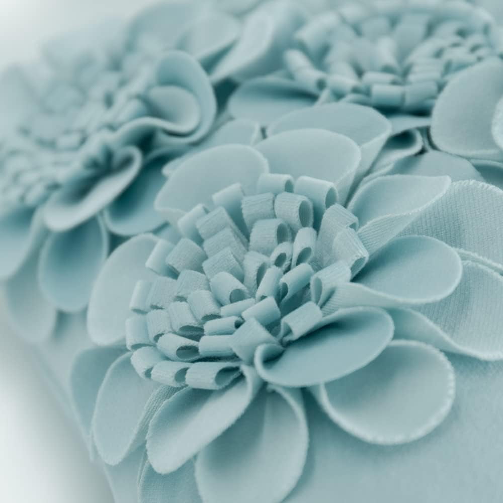 JWH Handmade 3D Flower Throw Pillow Covers Aesthetic Decorative Floral Accent Pillow Cases 18"x18"Light Blue for Sofa Couch Bedroom Decor
