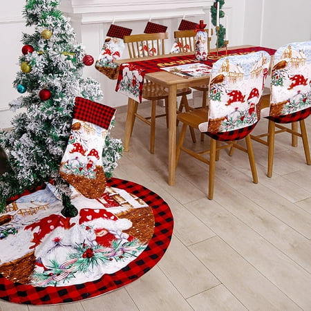 

Christmas Red And Black Plaid Home Party Decoration Tree Skirt Christmas Stocking Tablecloth Chair Cover Apron Party Supplies