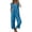 #168-Blue, variant on Solid Color Cotton Linen Women Button Overalls Adjustable Straps Machine Washable No Fading Loose Fit Casual Daily Wear Full Length Jumpsuit Gift