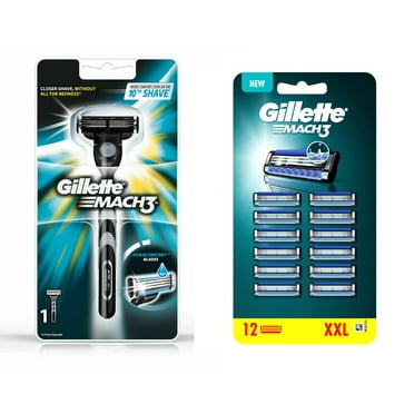 Gillette Mach3 Razor Handle with 12 Refill Blades