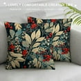 thumbnail image 3 of Patifu   Christmas Pillow Covers Pcs, Navy Blue Red Floral Decorative Throw Pillows for Couch, Xmas Winter Flower Outdoor Decor Pillowcase Cushion Cover for Bed Sofa 20x20in, 3 of 5