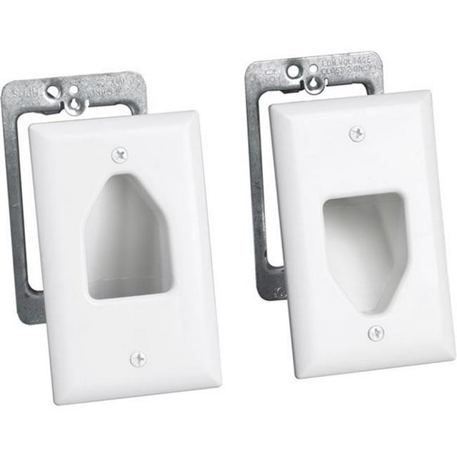 1-Gang Encastré Kit de Plaque de Câble Basse Tension - Blanc