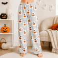 thumbnail image 5 of Halloween Pajama Pants  Soft Sleep Bottoms, Funny Print Wide Leg Fall Pajamas Casual Elastic Waist Lounge Pants, 5 of 8