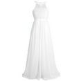 thumbnail image 4 of Venjoe Kids Girls Chiffon Halter Neck Maxi Flower Dress Wedding Bridesmaid Formal Party Evening Gown White 6, 4 of 7