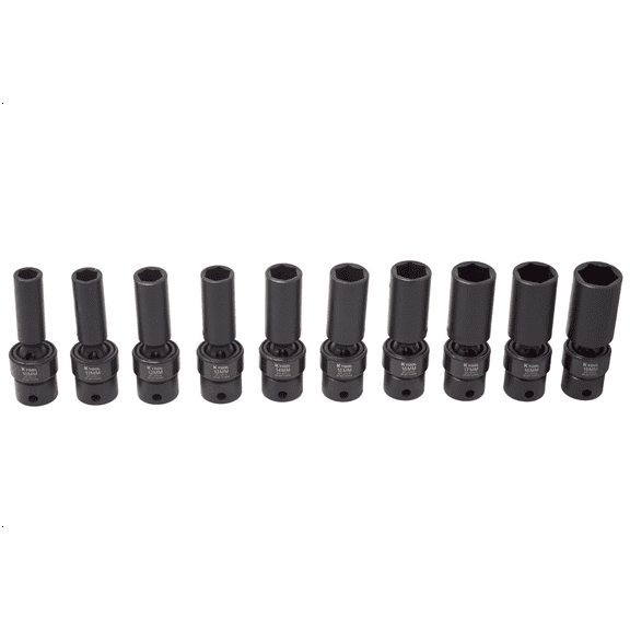 K-Tool 37400 10 Piece 3/8" Drive Metric Impact Flex Deep Socket Set
